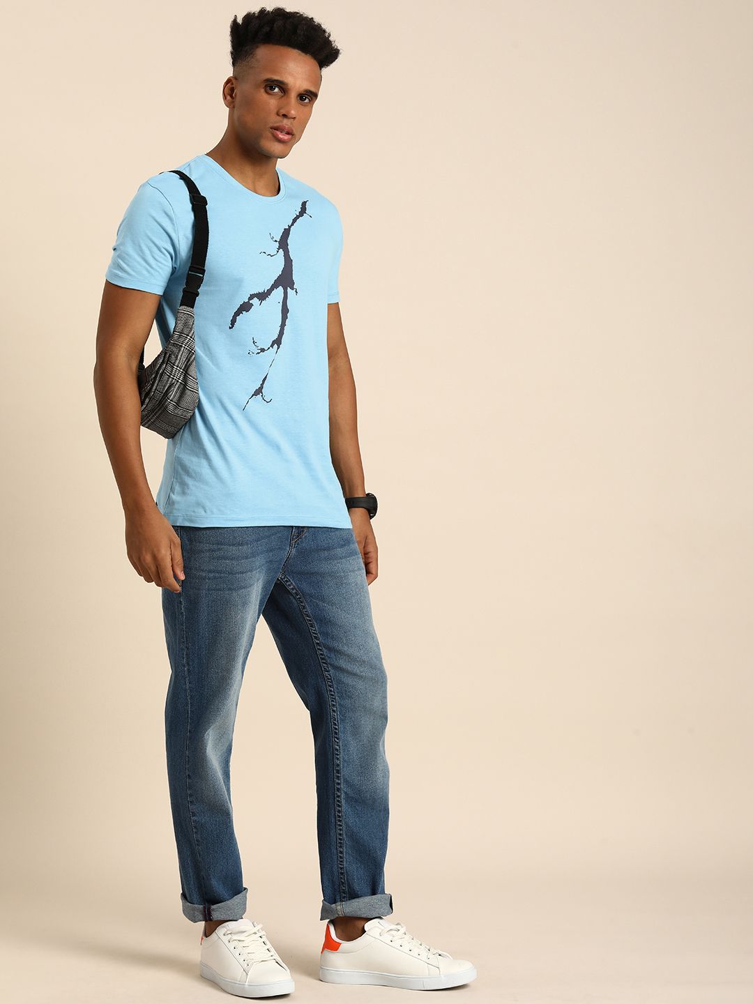 Being Human Pure Cotton Abstract Printed Casual T-shirt