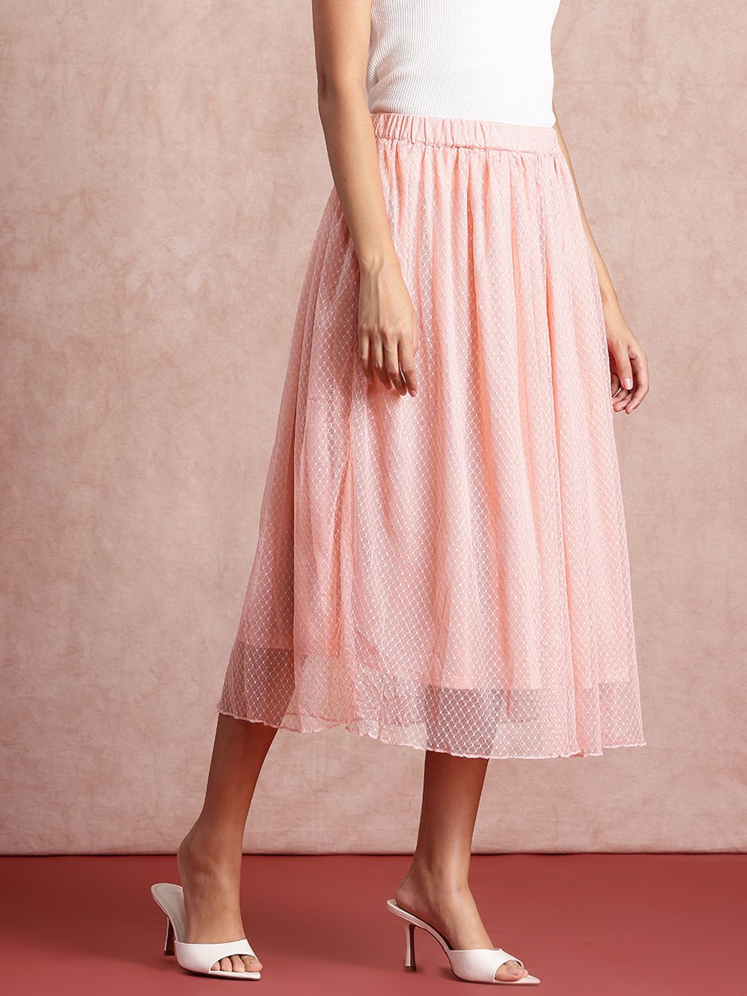 all about you Geometric Self Design A-line Midi Skirt