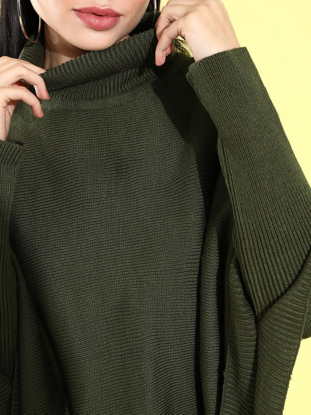 DressBerry Women Turtle Neck Longline Poncho
