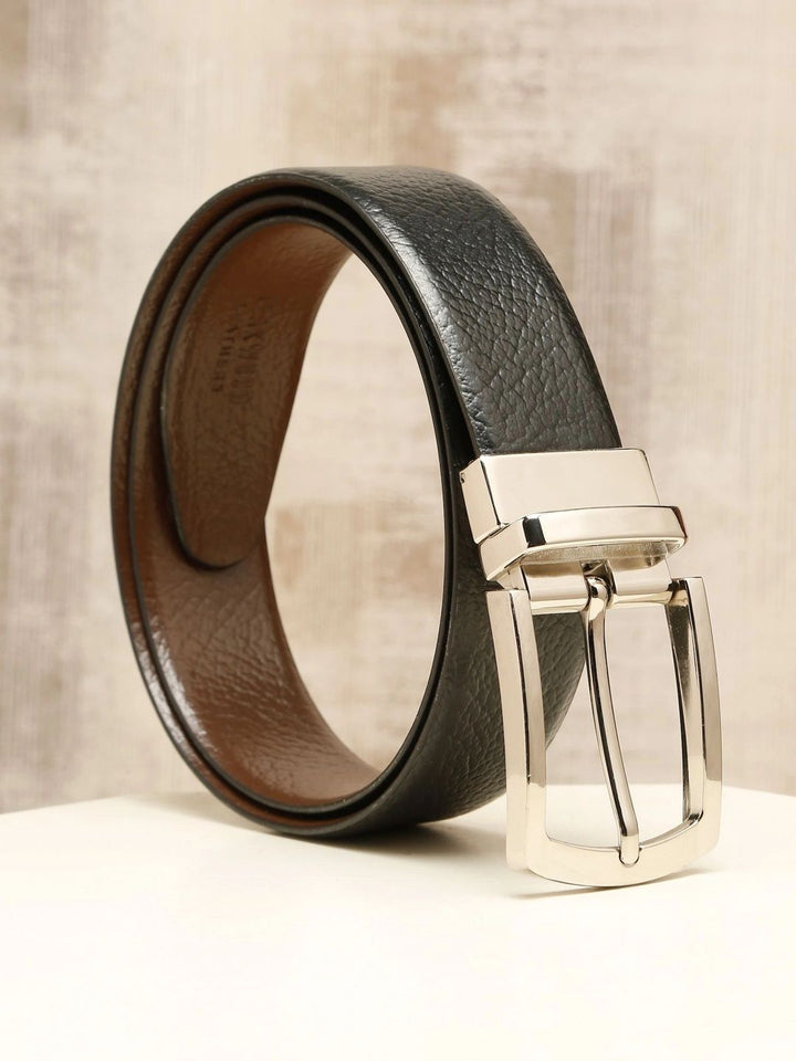 Teakwood Leathers Men Textured Leather Reversible Belt
