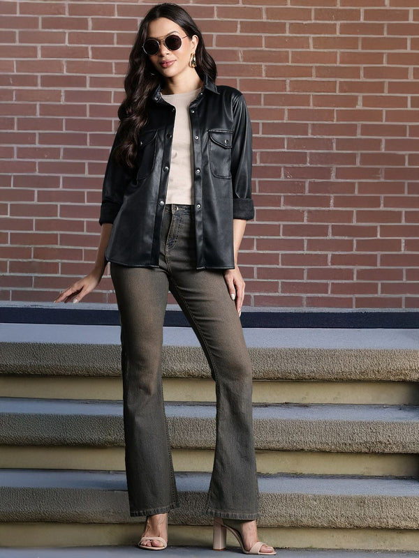 DressBerry Faux Leather Shirt