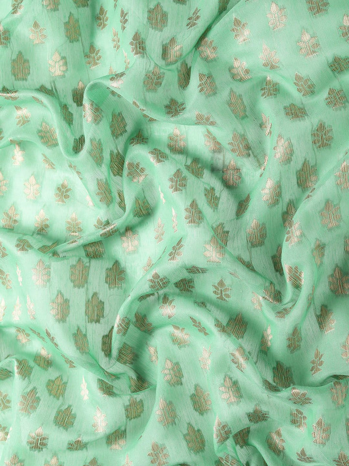 Saree mall Green & Golden Silk Cotton Woven Design Banarasi Saree