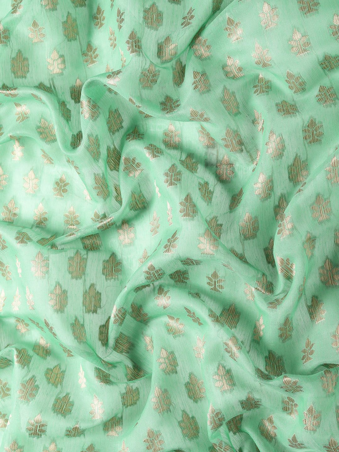 Saree mall Green & Golden Silk Cotton Woven Design Banarasi Saree