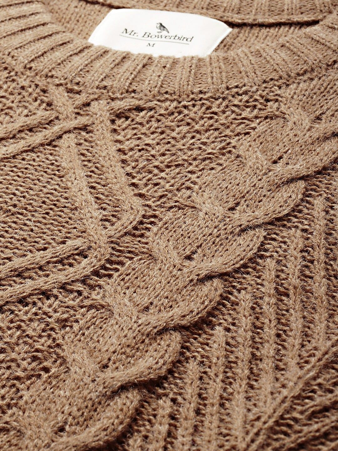 Mr Bowerbird Men Beige Self Design Pullover Sweater