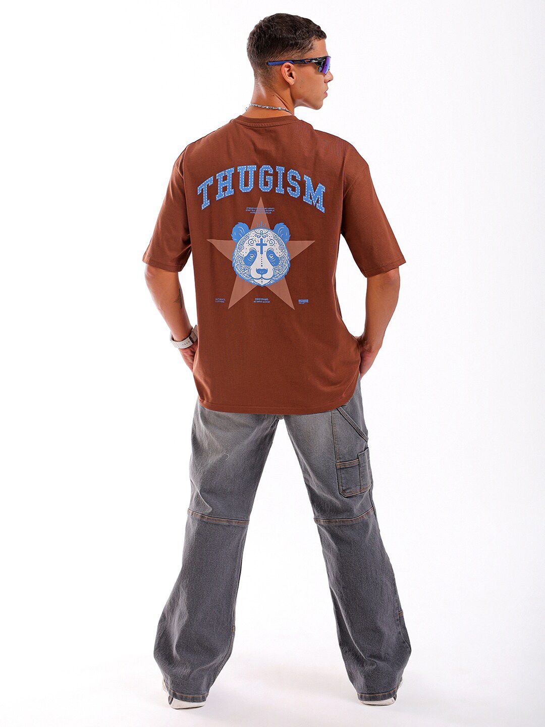 The Indian Garage Co Men Back Printed Round Neck Boxy Oversized T-shirt