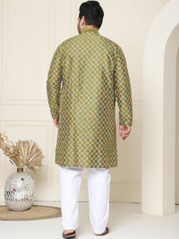 SOJANYA PLUS Geomtric Embroidered Mandarin Collar Straight Kurta with Pyjamas