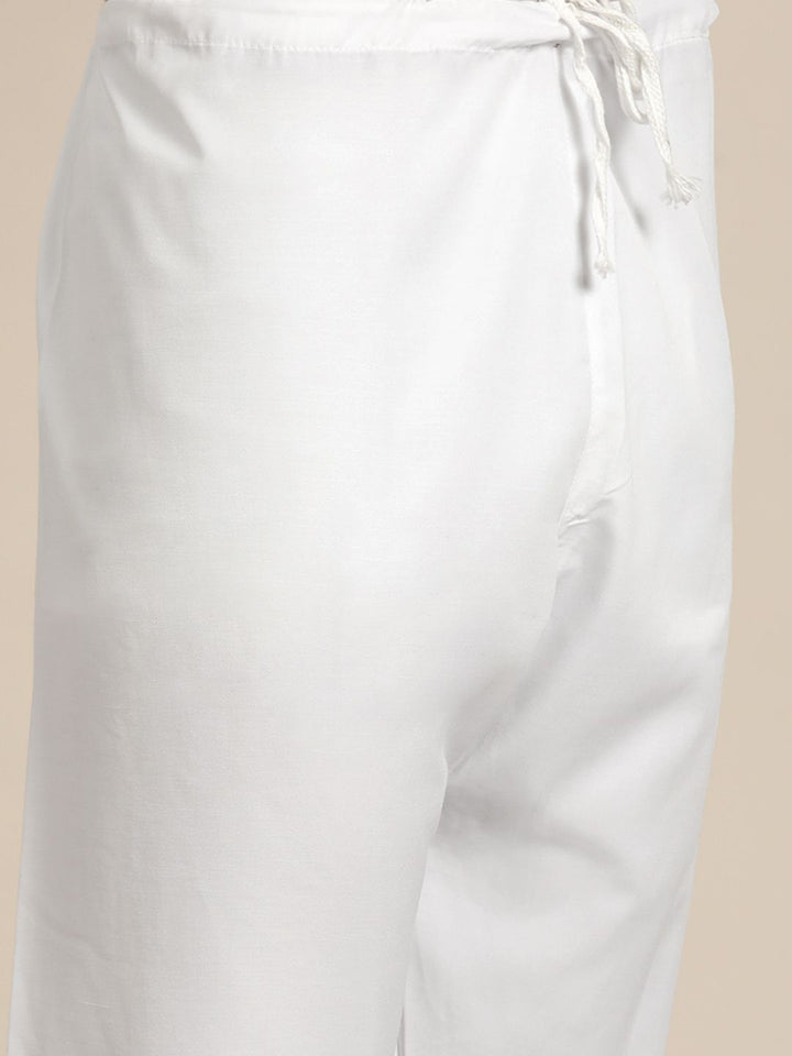 SOJANYA Men Green & Beige Thread Work Straight Kurta Churidar & Nehru Jacket