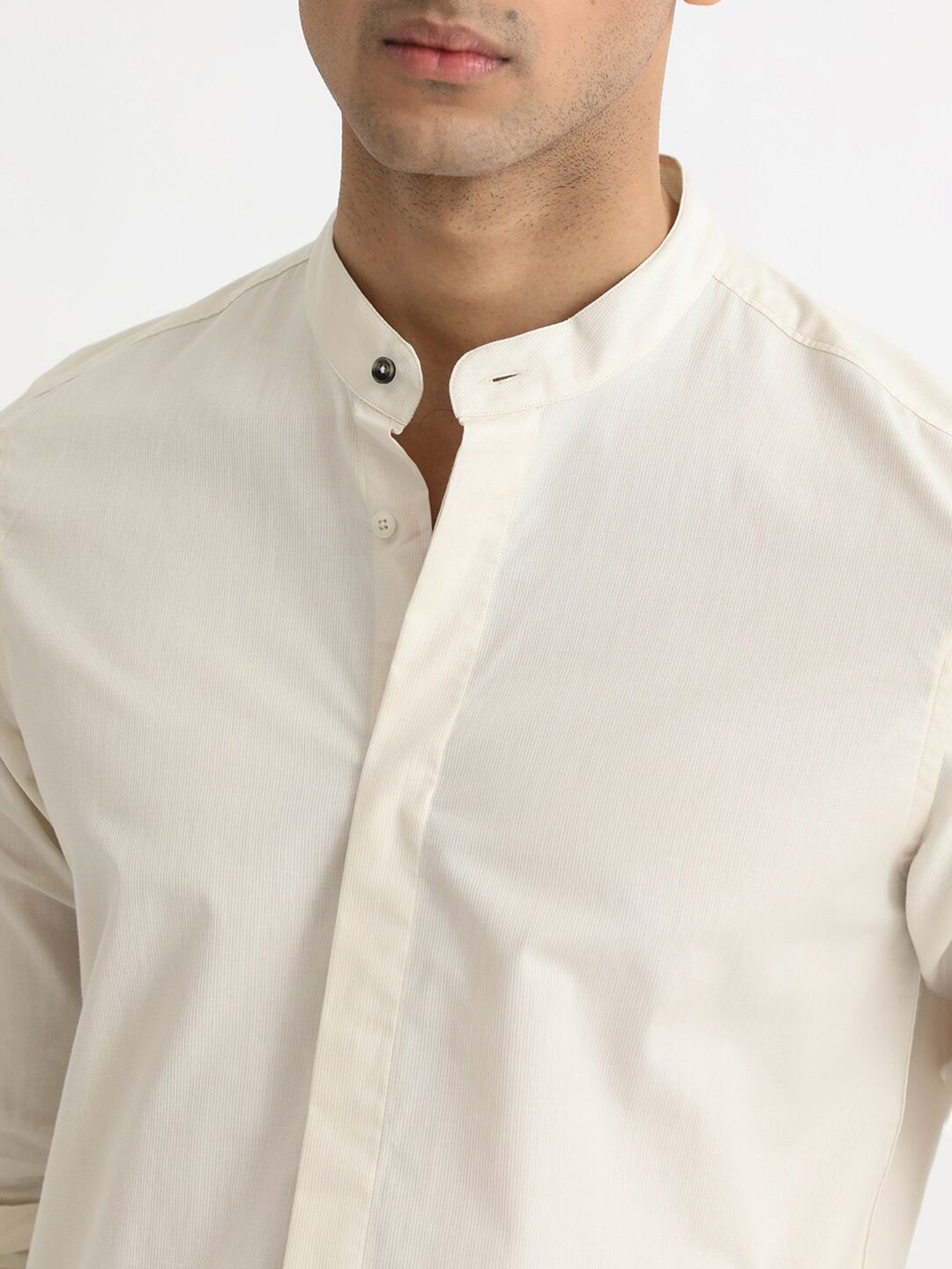 RARE RABBIT Men Cadmi Slim Fit Mandarin Collar Cotton Shirt
