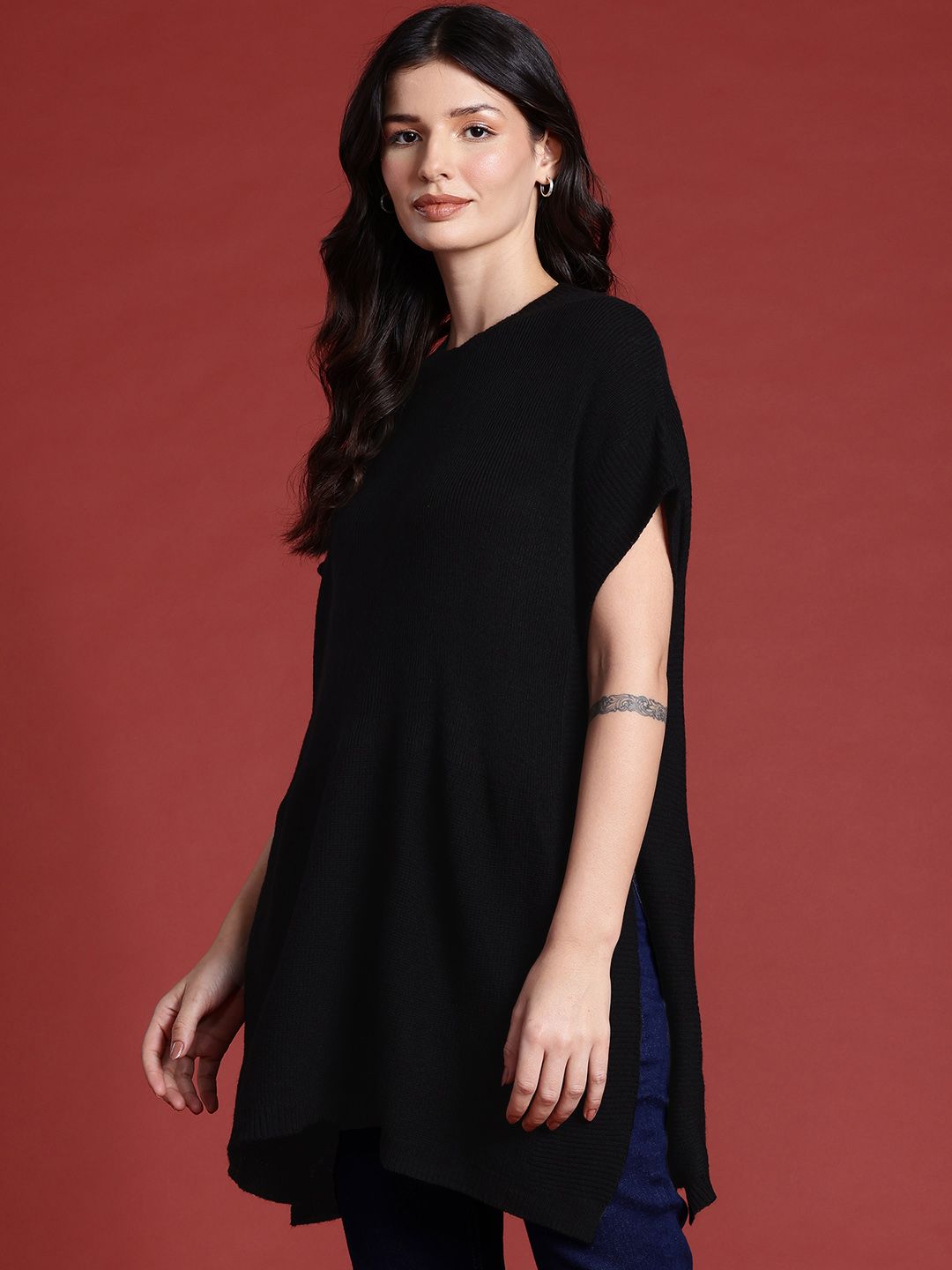 all about you Women Longline Acrylic Poncho