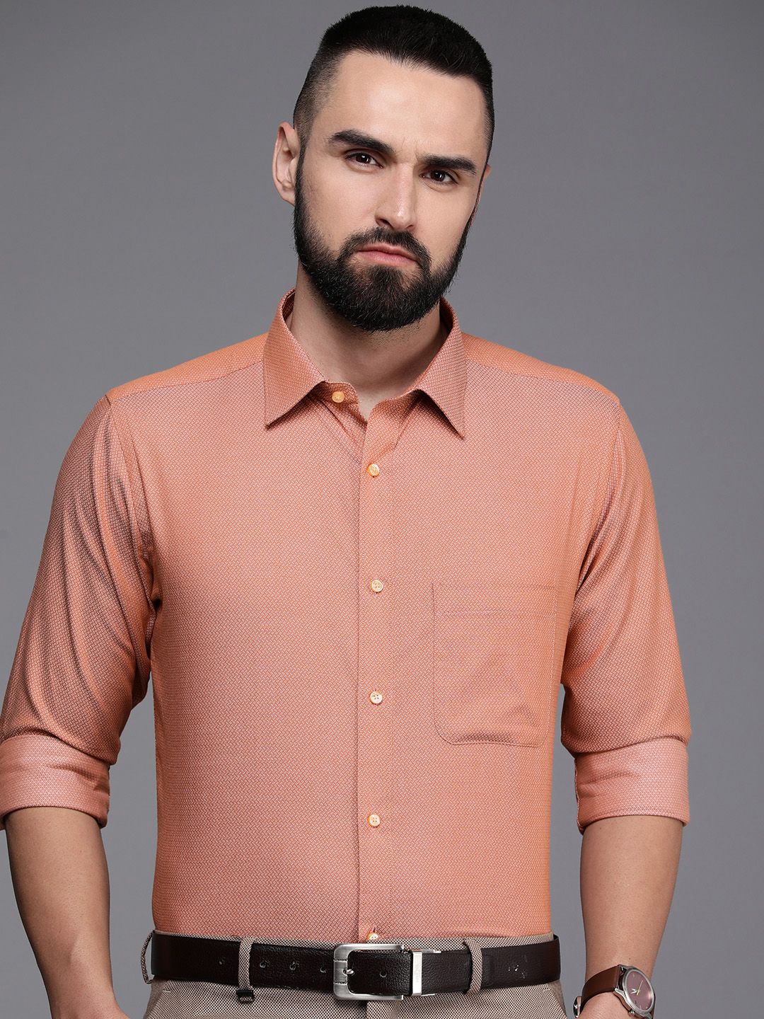 Raymond Slim Fit Pure Cotton Textured Formal Shirt