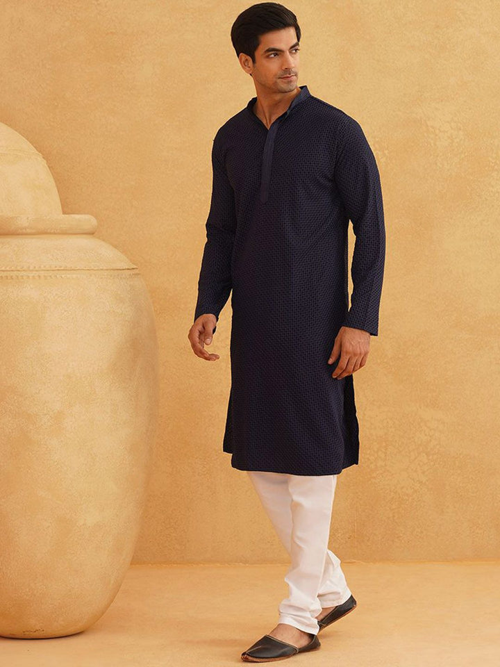 SOJANYA Geometric Embroidered Regular Pure Cotton Straight Kurta With Churidar