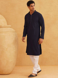 SOJANYA Geometric Embroidered Regular Pure Cotton Straight Kurta With Churidar