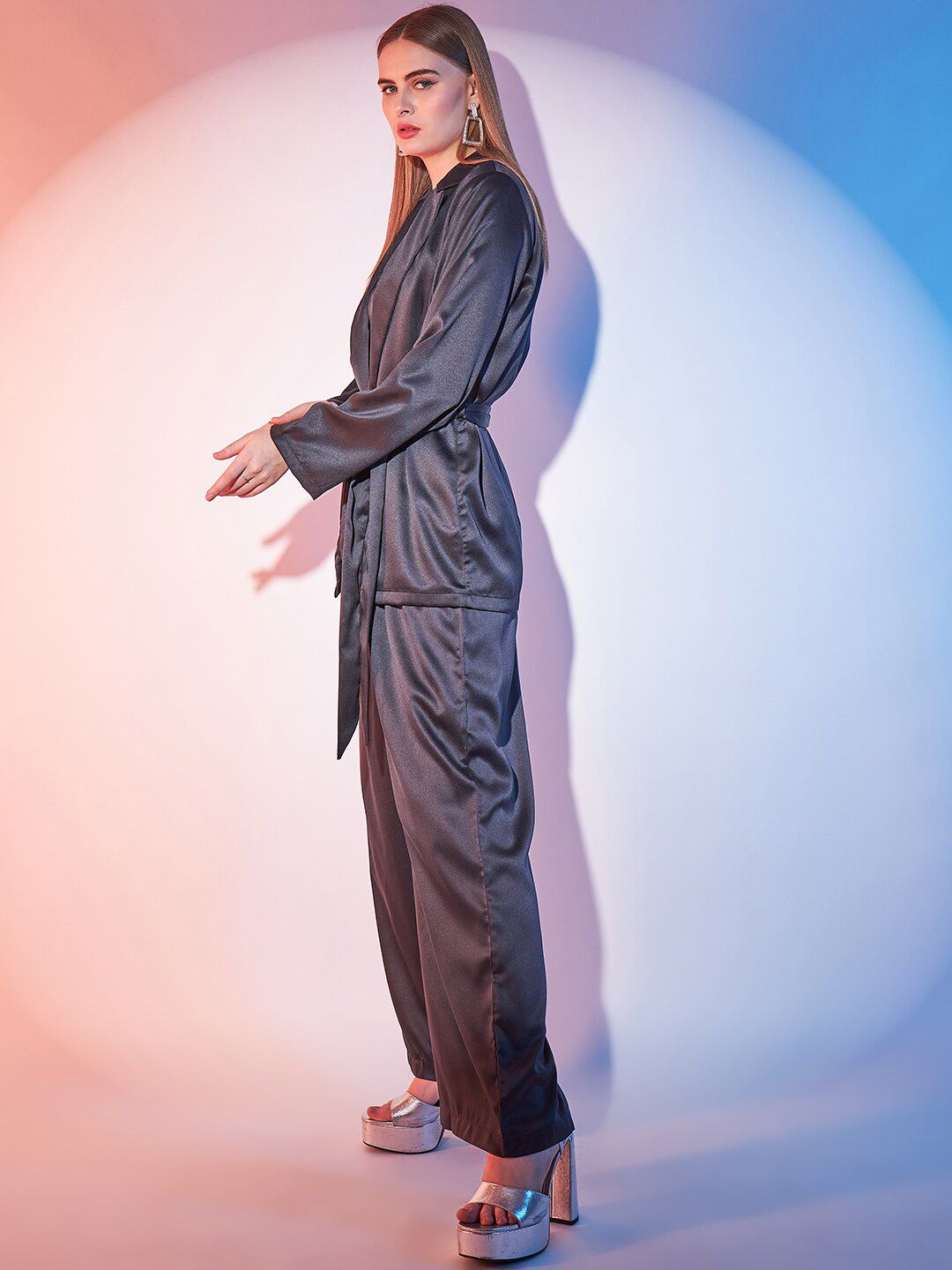 STREET 9 V-Neck Top, Trousers and Shrug Co-Ords