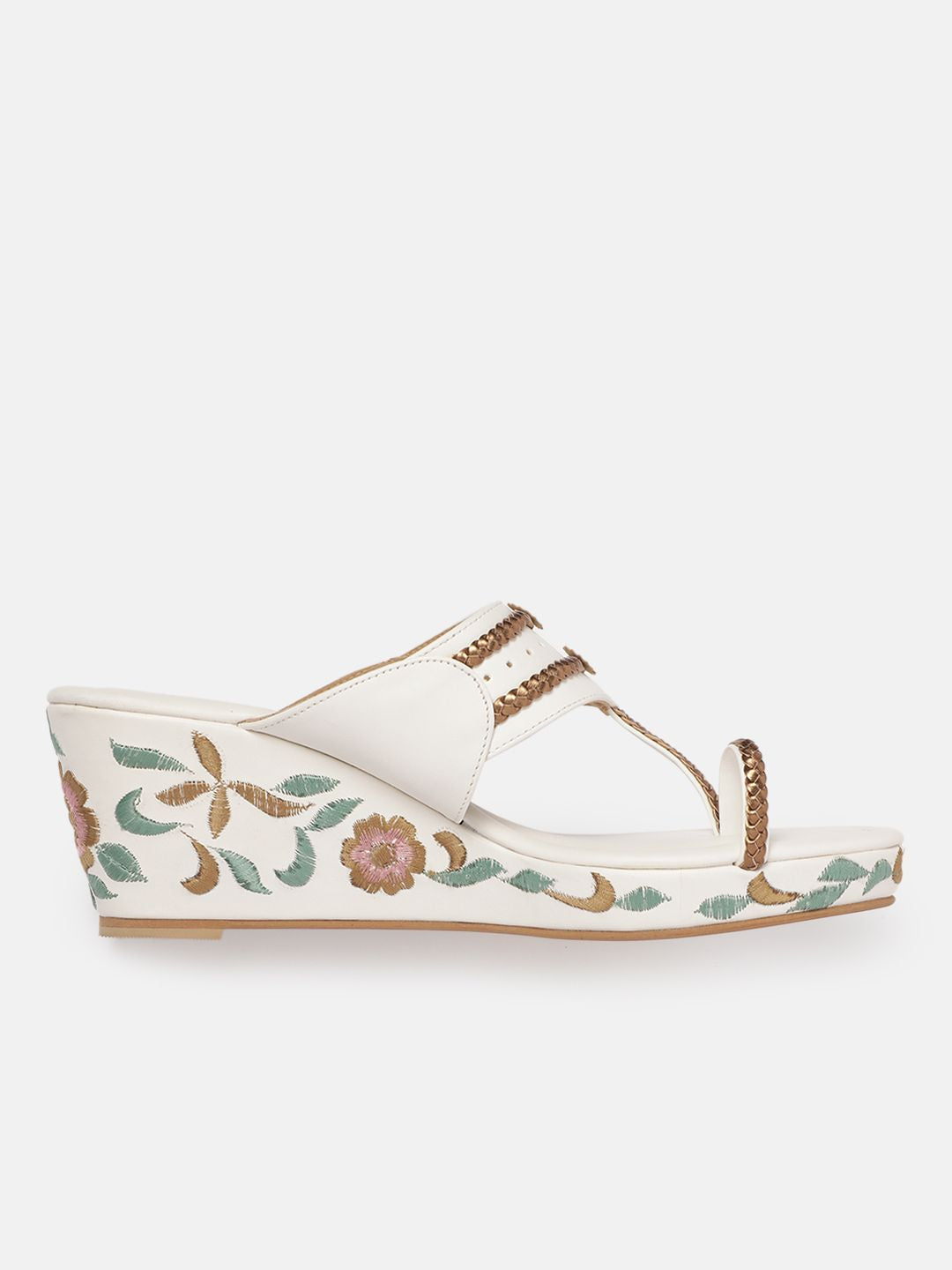 House of Pataudi Floral Embroidery Detail Wedges