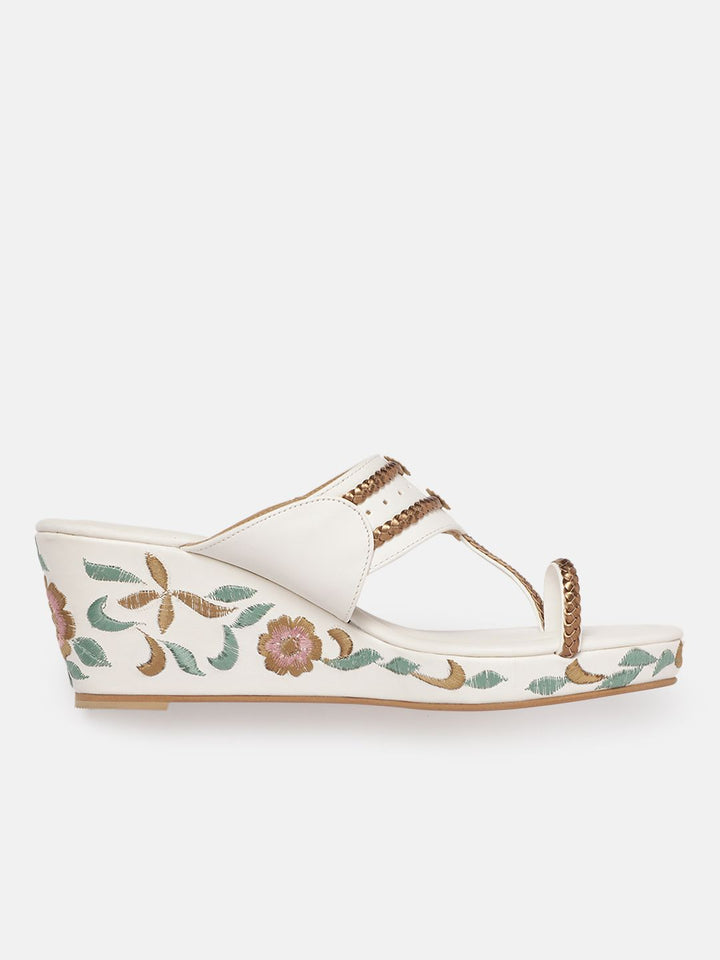 House of Pataudi Floral Embroidery Detail Wedges