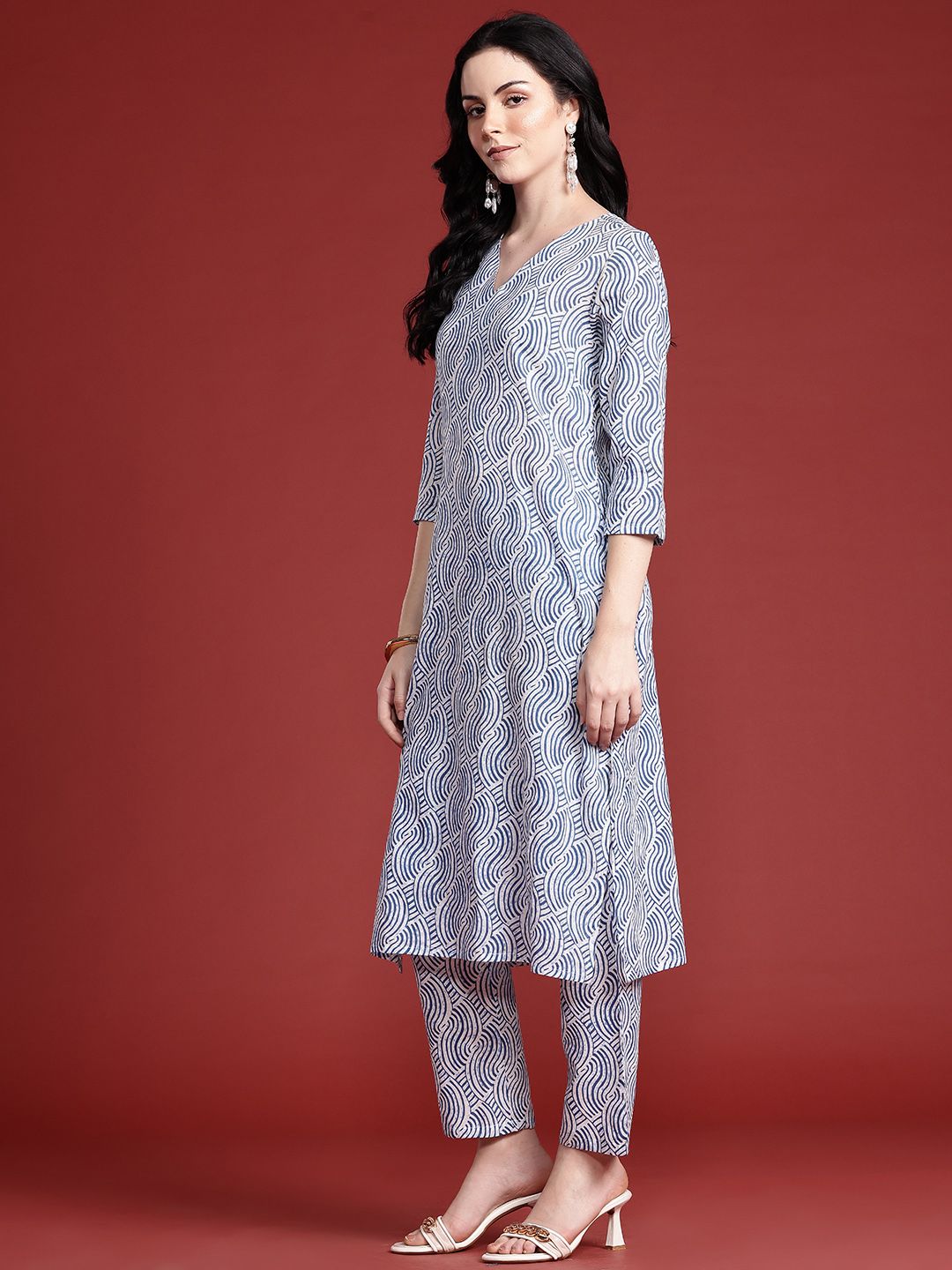 Anouk Printed Pure Cotton Kurta with Trousers & Dupatta