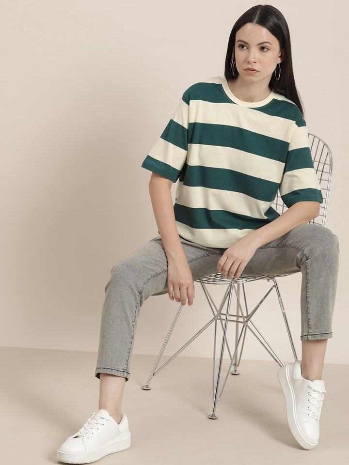 Difference of Opinion Women Striped Loose T-shirt