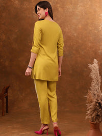 Anouk Yellow Embroidered Tunic & Trousers Co-Ords