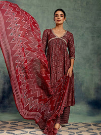 Libas Ethnic Motifs Printed Empire Gotta Patti Kurta with Palazzos & With Dupatta