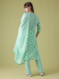 Anouk Floral Print Pure Cotton Kurta with Trousers & Dupatta