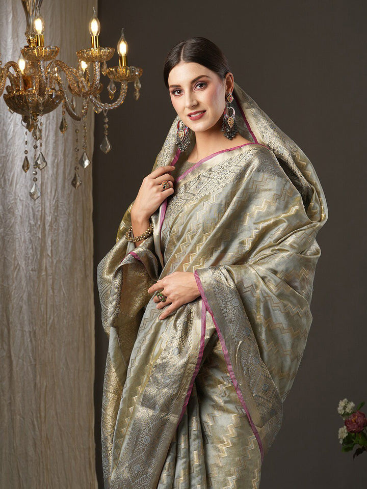 Saree mall Woven Design Zari Silk Blend Saree