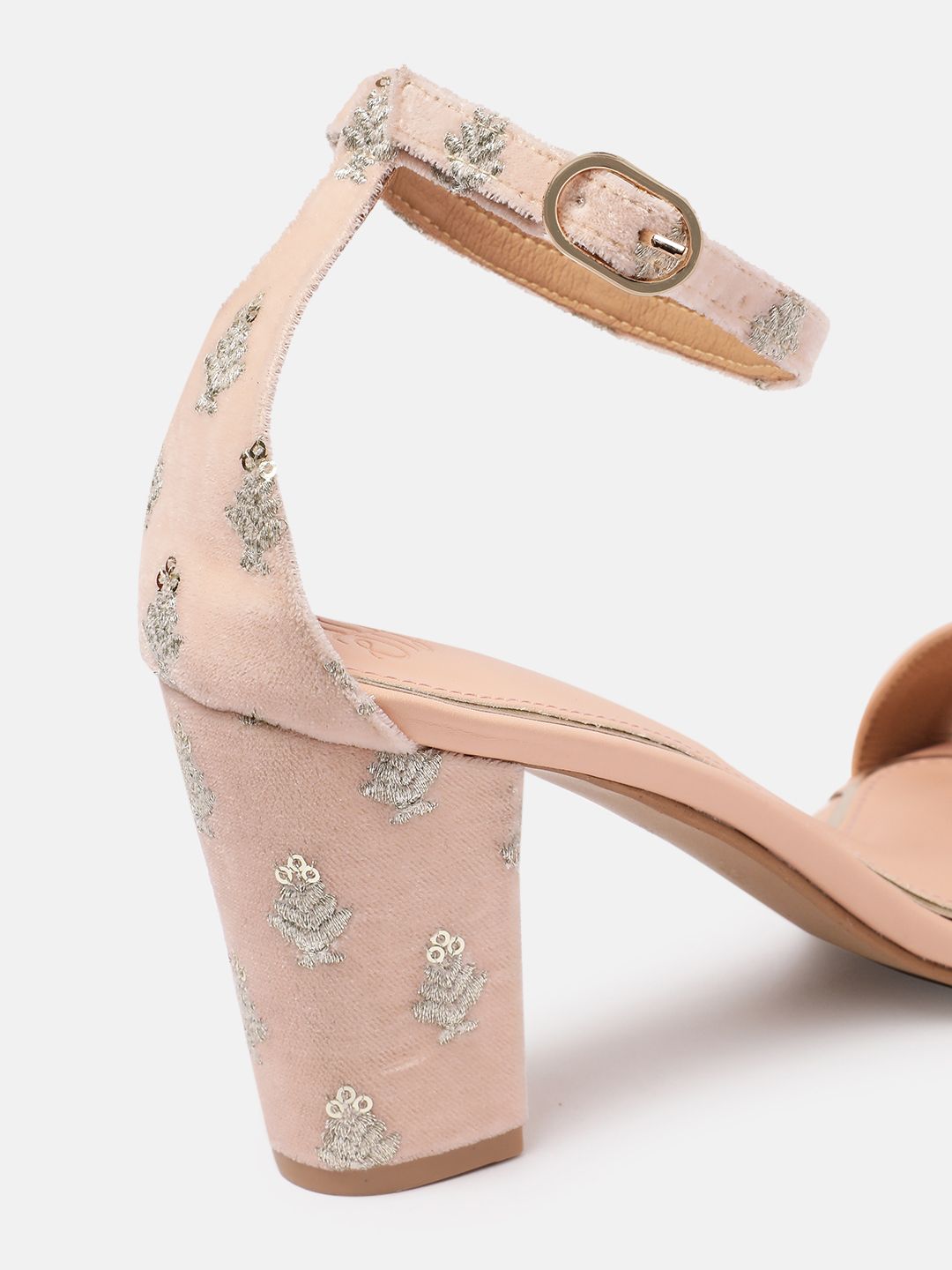 House of Pataudi Floral Embellished Block Heels