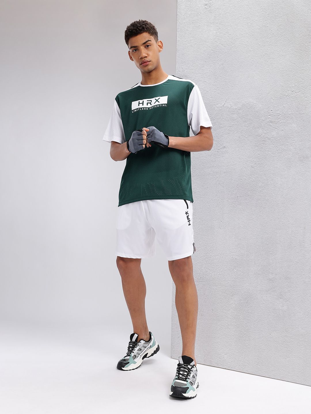 HRX by Hrithik Roshan Perforated Typography Printed Rapid-Dry Training T-shirt