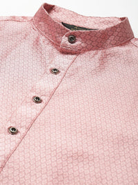 Anug oleh SOJANYA Lelaki Motif Etnik Merah Jambu Kurta Kolar Mandarin