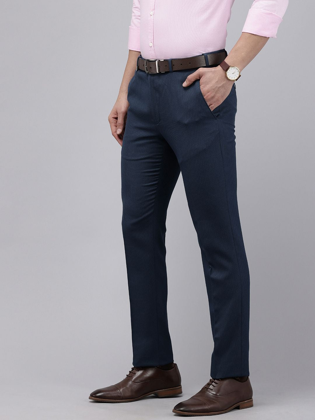 Park Avenue Men Slim Fit Textured Formal Trousers