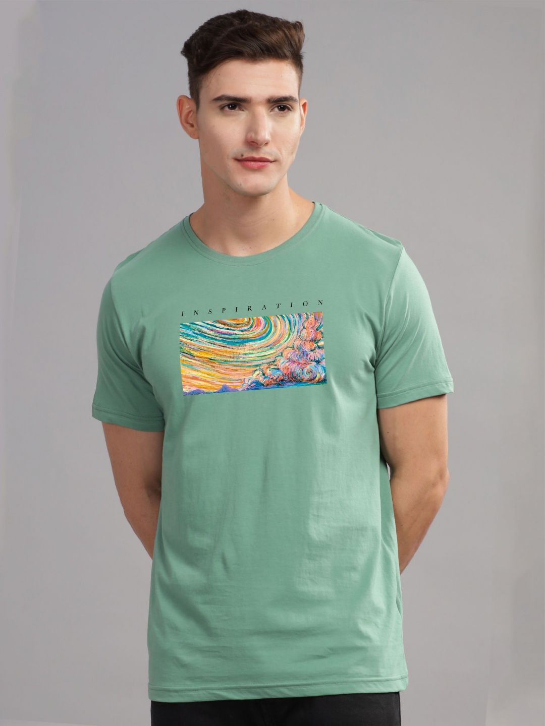 ADRO Typography Printed Round Neck Pure Cotton T-shirt