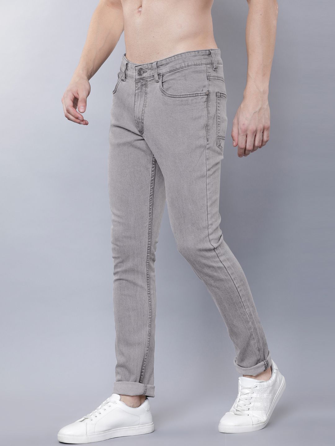 HIGHLANDER Men Grey Slim Fit Mid-Rise Clean Look Stretchable Jeans