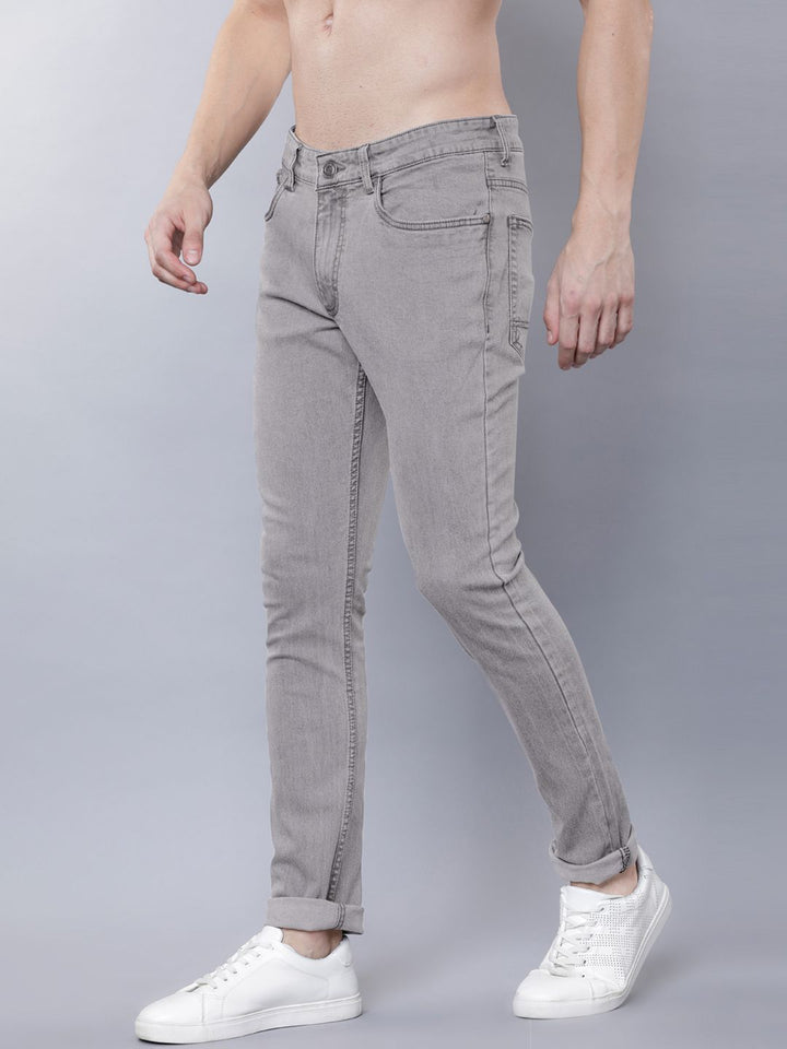 HIGHLANDER Men Grey Slim Fit Mid-Rise Clean Look Stretchable Jeans