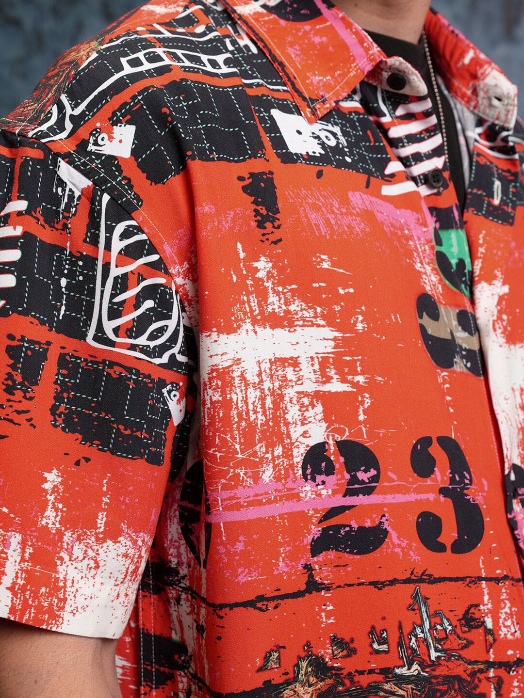 LOCOMOTIVE Premium Abstract Printed Oversized Casual Shirt