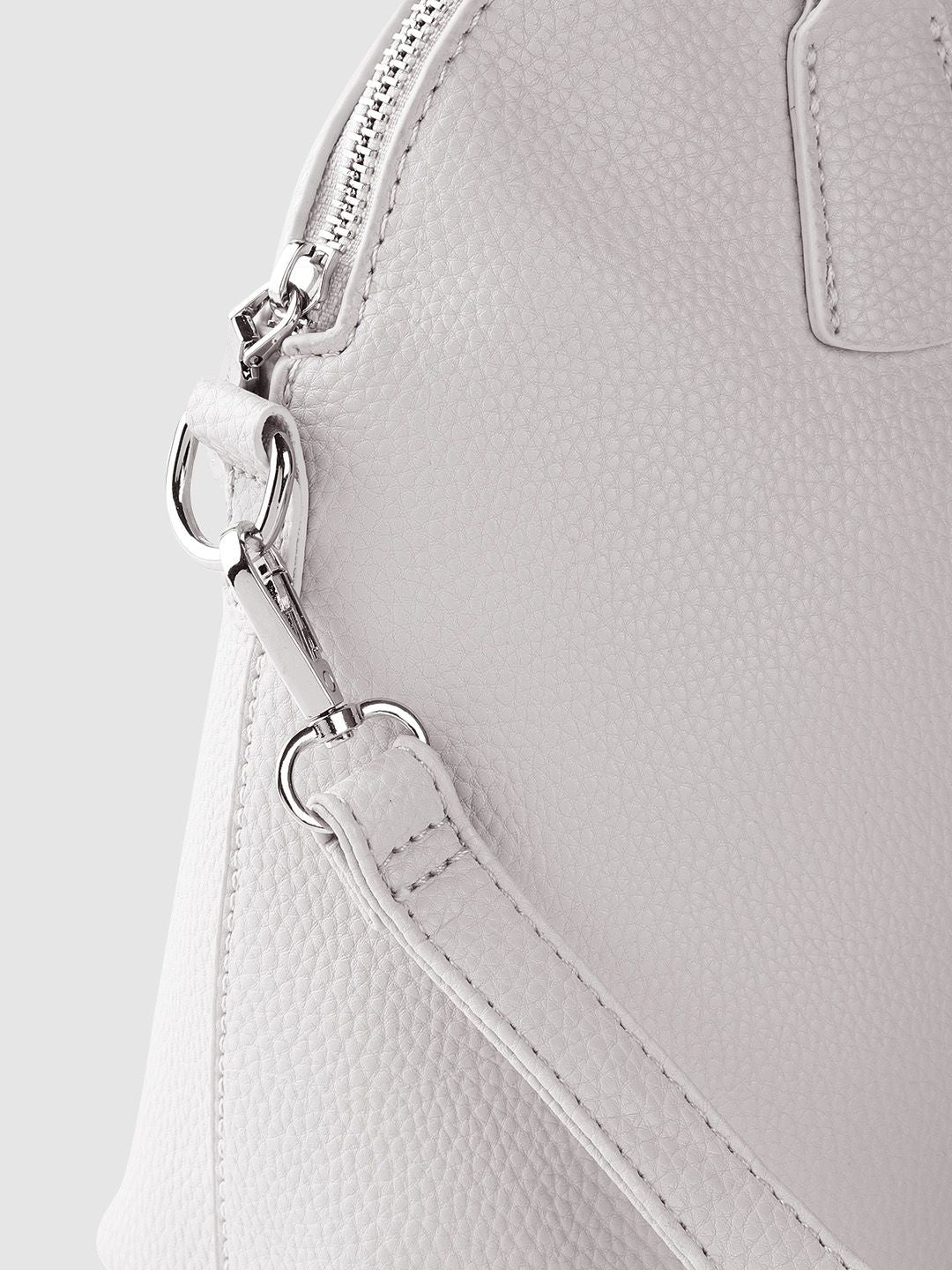 Lino Perros Grey Half Moon Handheld Bag with Detachable Sling Strap