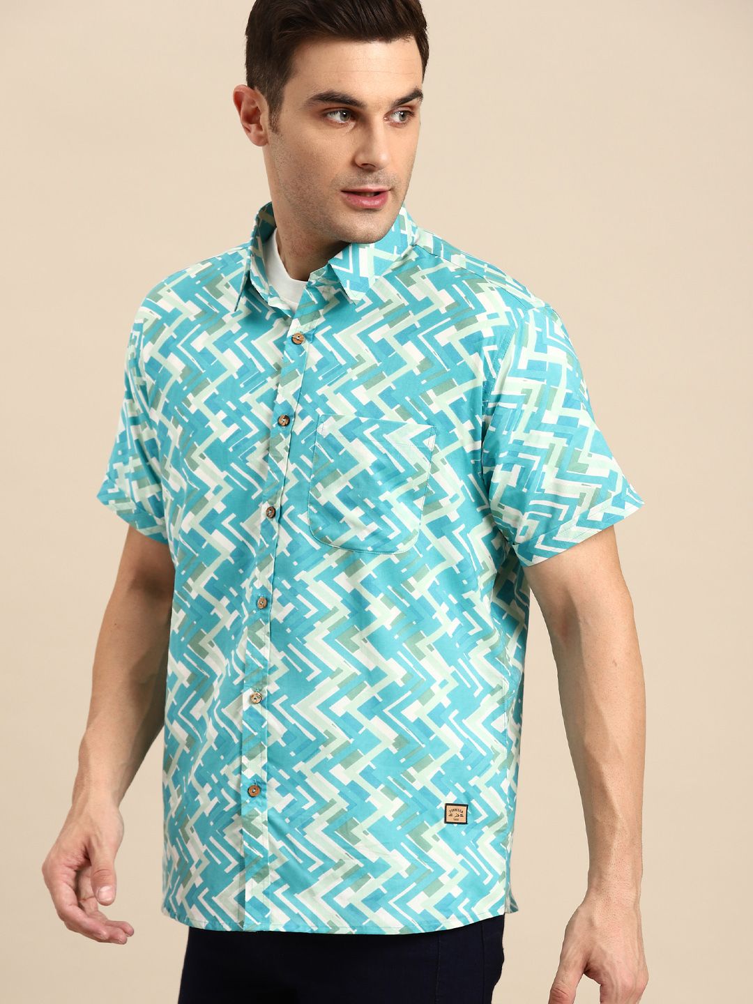 Block Printed Oversized Casual Shirt
