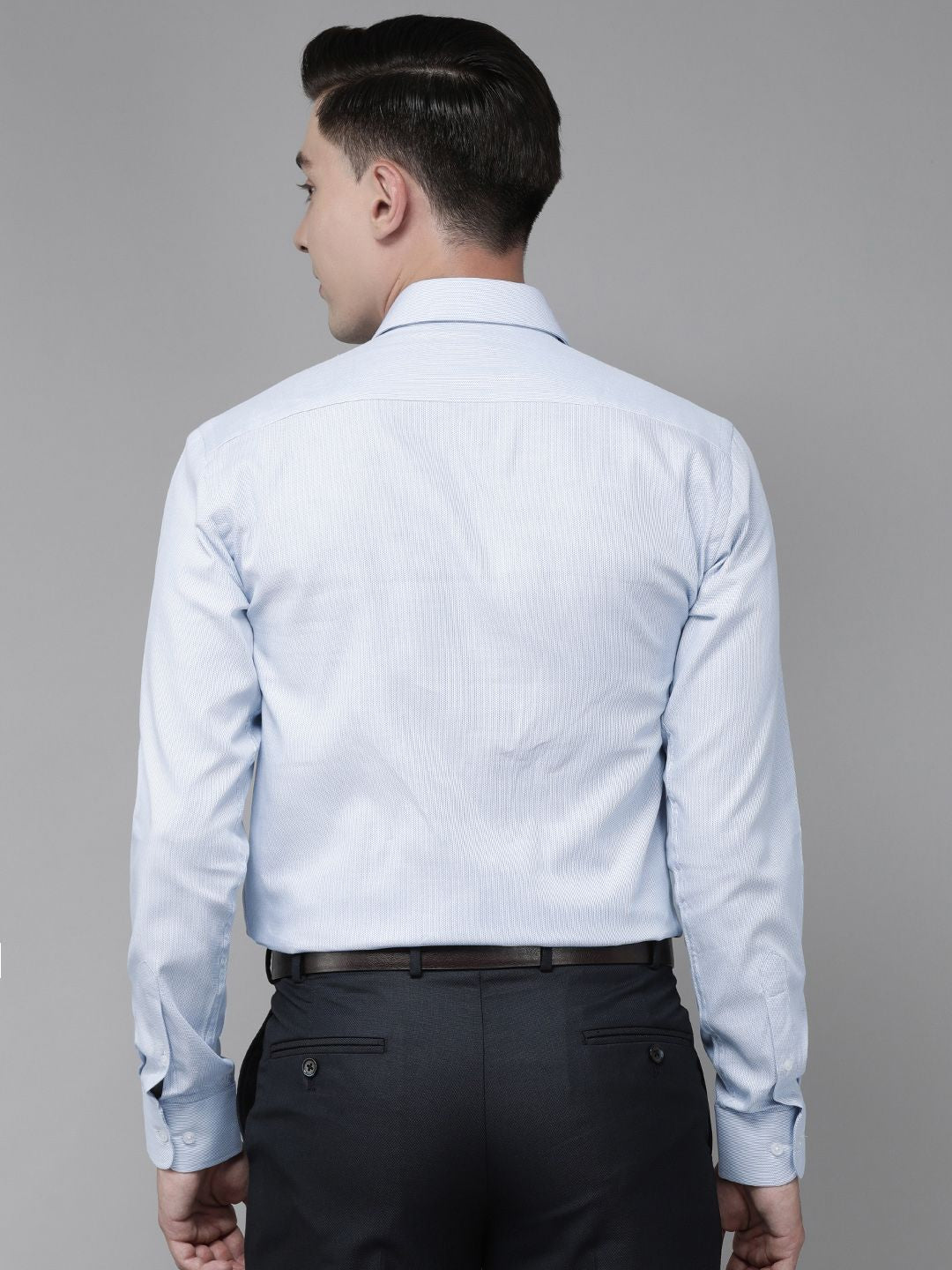 Park Avenue Men Light Blue Self Design Slim Fit Formal Shirt