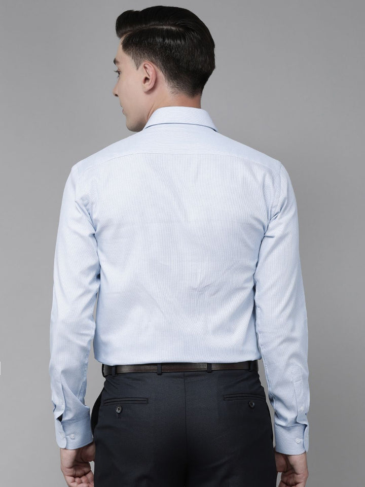 Park Avenue Men Light Blue Self Design Slim Fit Formal Shirt