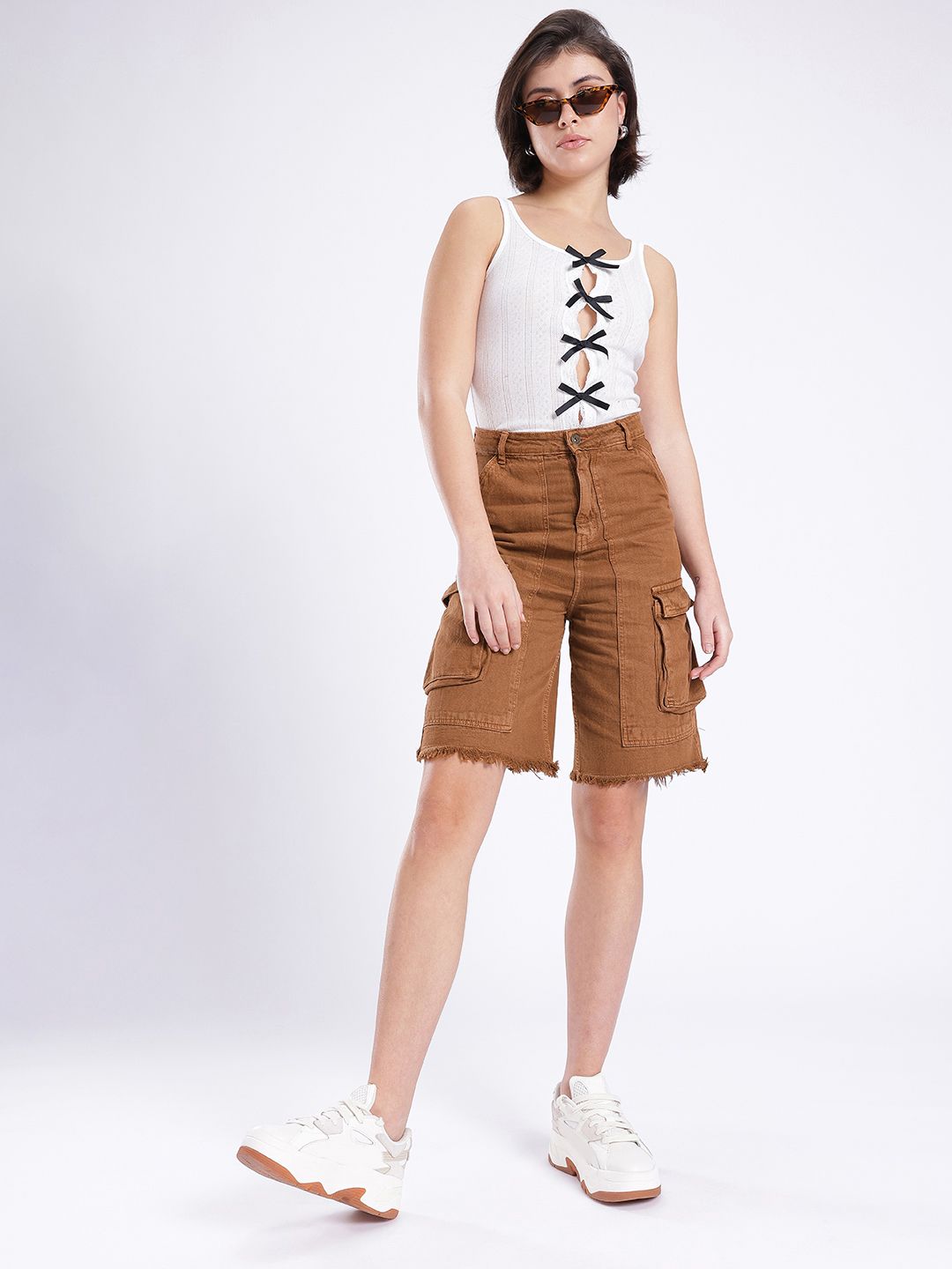 DressBerry Women Cool Edge Denim Cargo Shorts