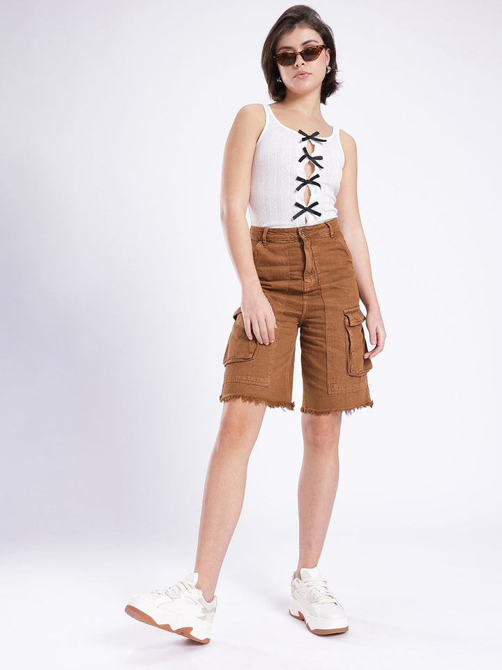 DressBerry Women Cool Edge Denim Cargo Shorts