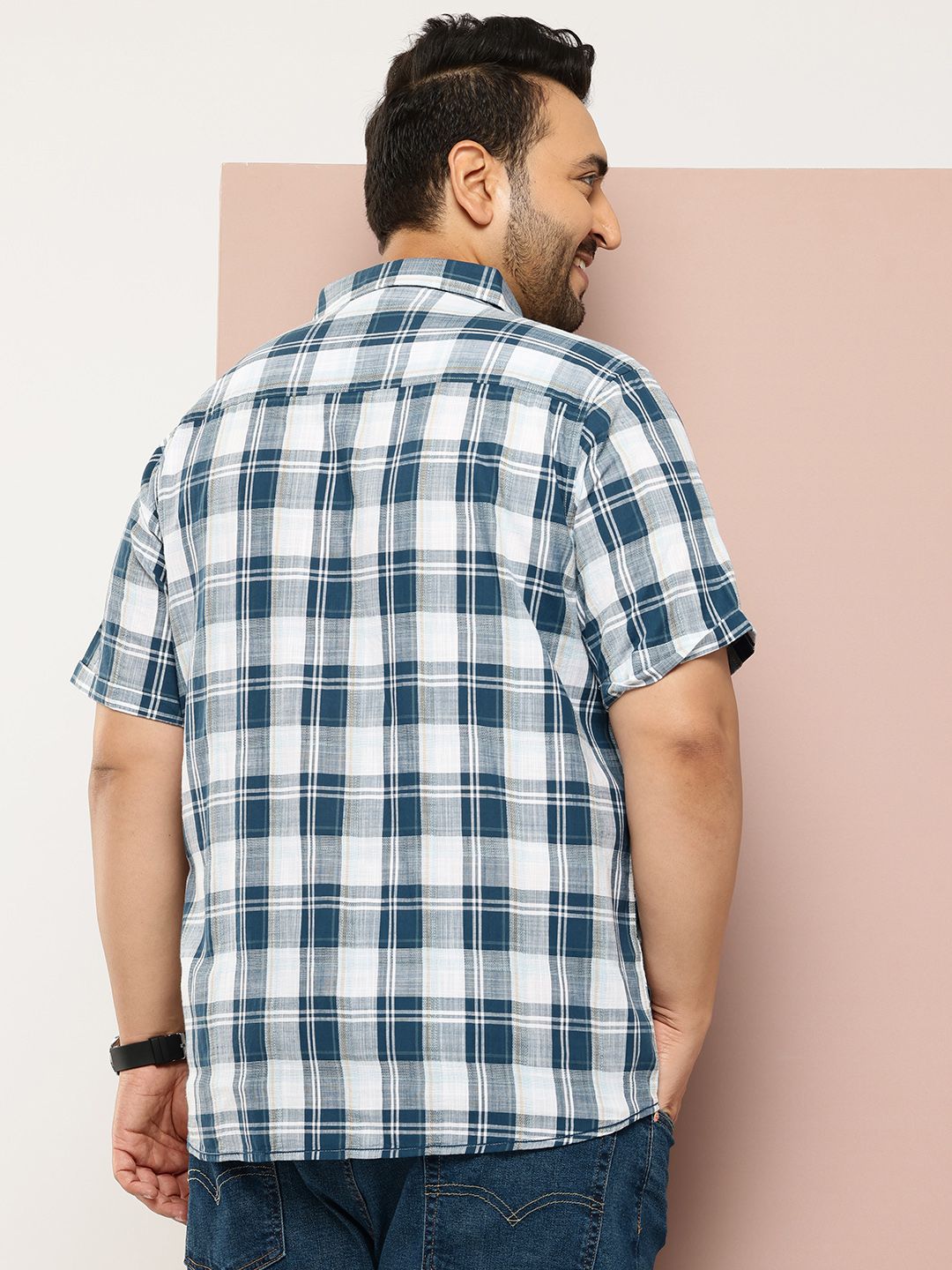 Thomas Scott Men Plus Size Premium Checked Casual Shirt