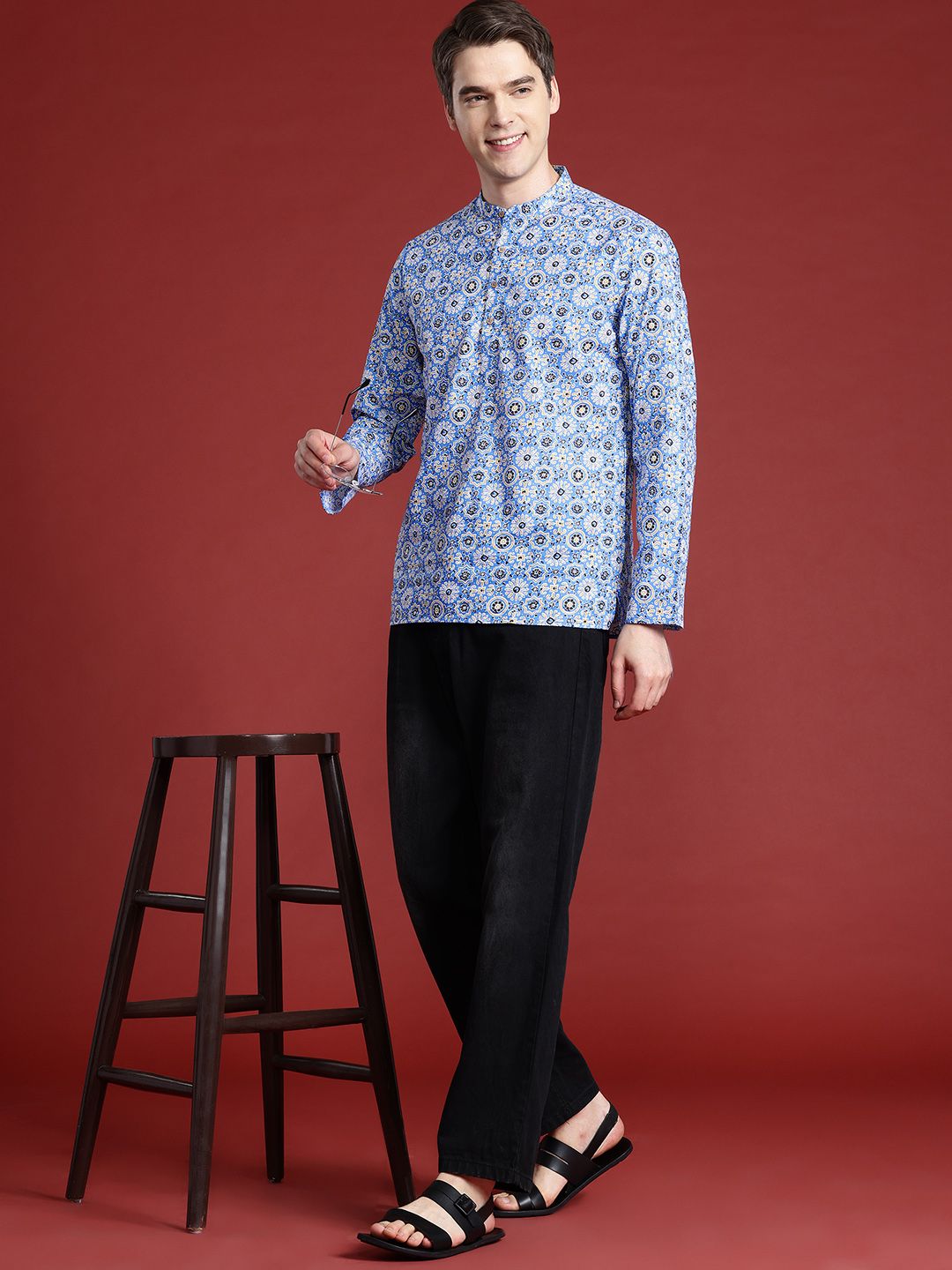 Anouk Pure Cotton Printed Mandarin Collar Kurta