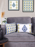STITCHNEST Blue & White 2 Pieces Ethnic Motifs Rectangle Cushion Covers