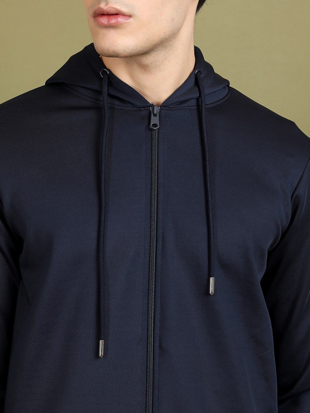 HIGHLANDER Hooded Neck Long Sleeve Zip Detail Front-Open Sweatshirt