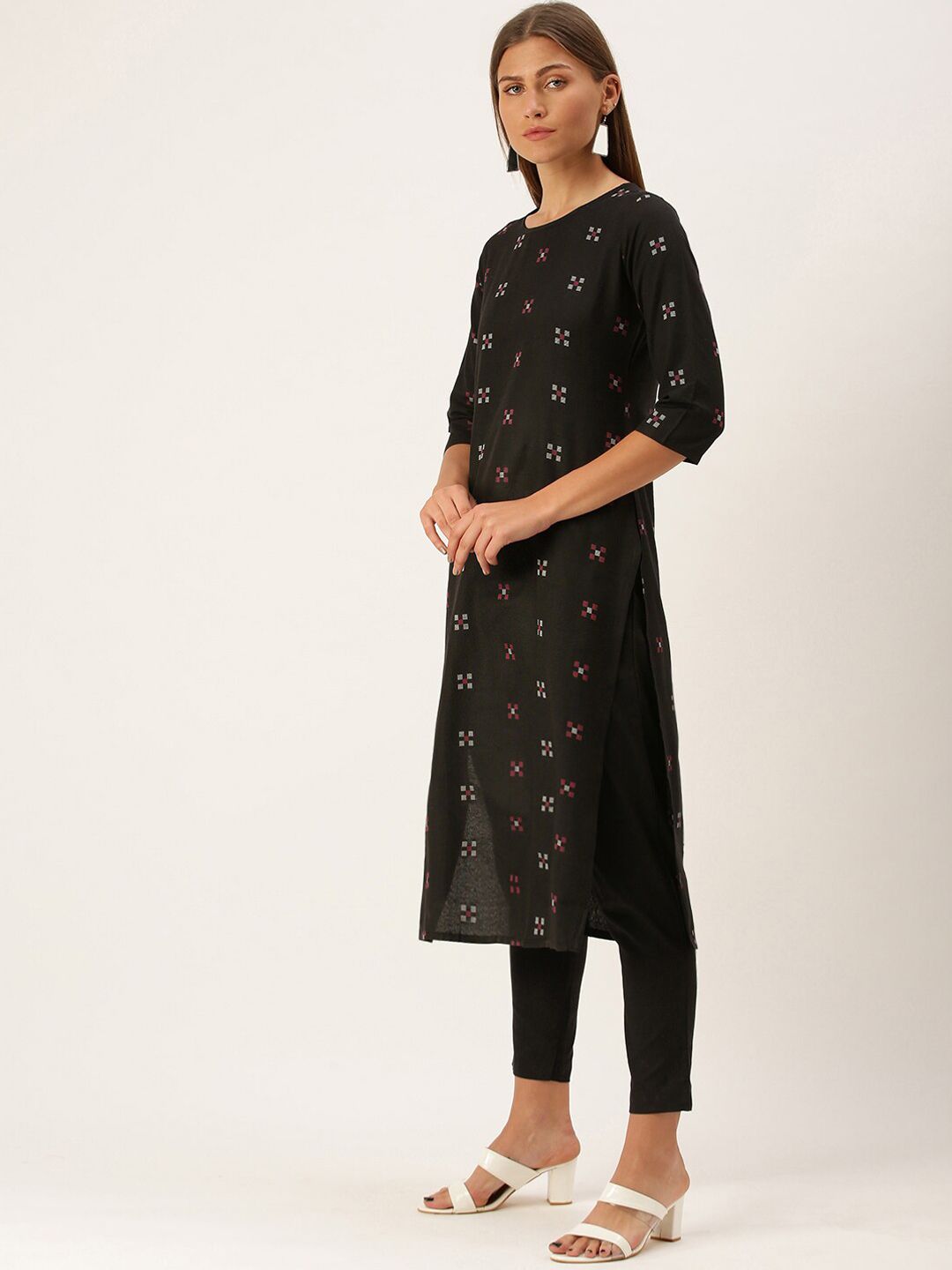 KALINI Woven Design Kurta with Trousers