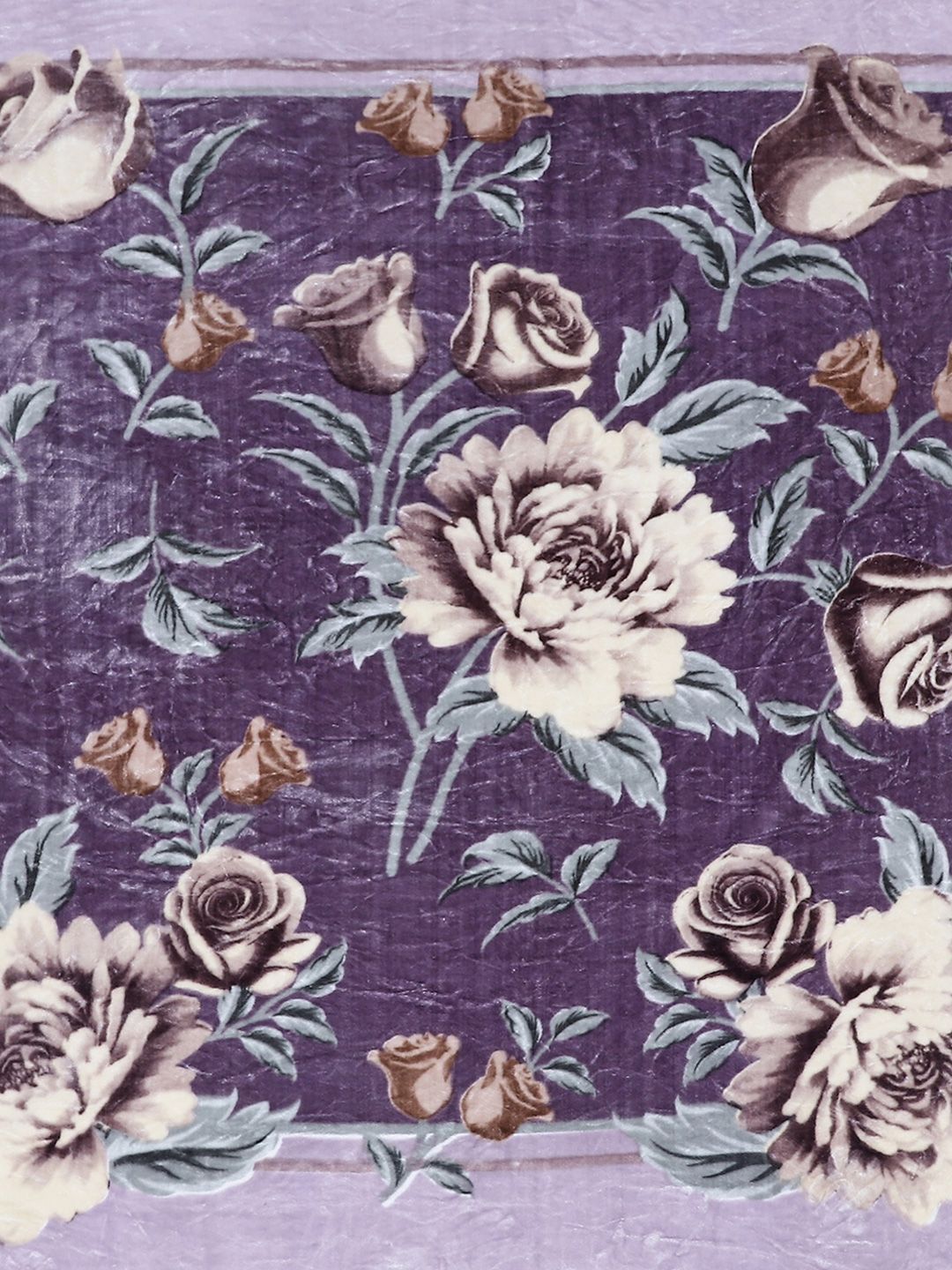 Monte Carlo Purple & Brown Floral Heavy Winter 600 GSM Double Bed Blanket