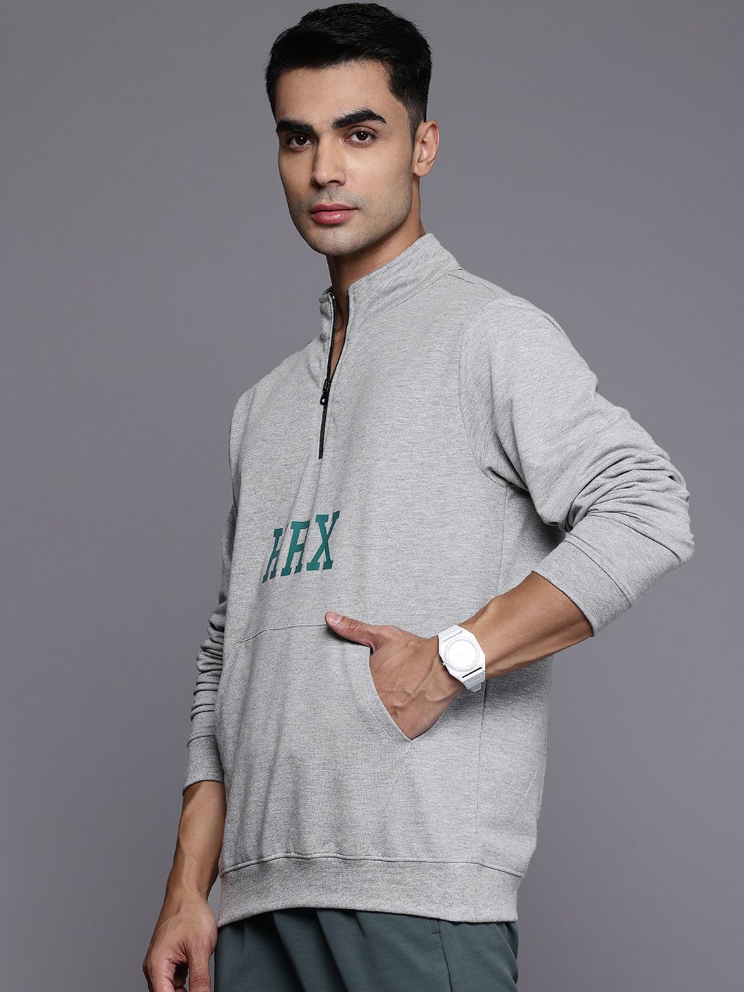 HRX by Hrithik Roshan Grey Melange Sweatshirt