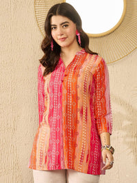 KALINI Women Floral Printed Mandarin Collar Top