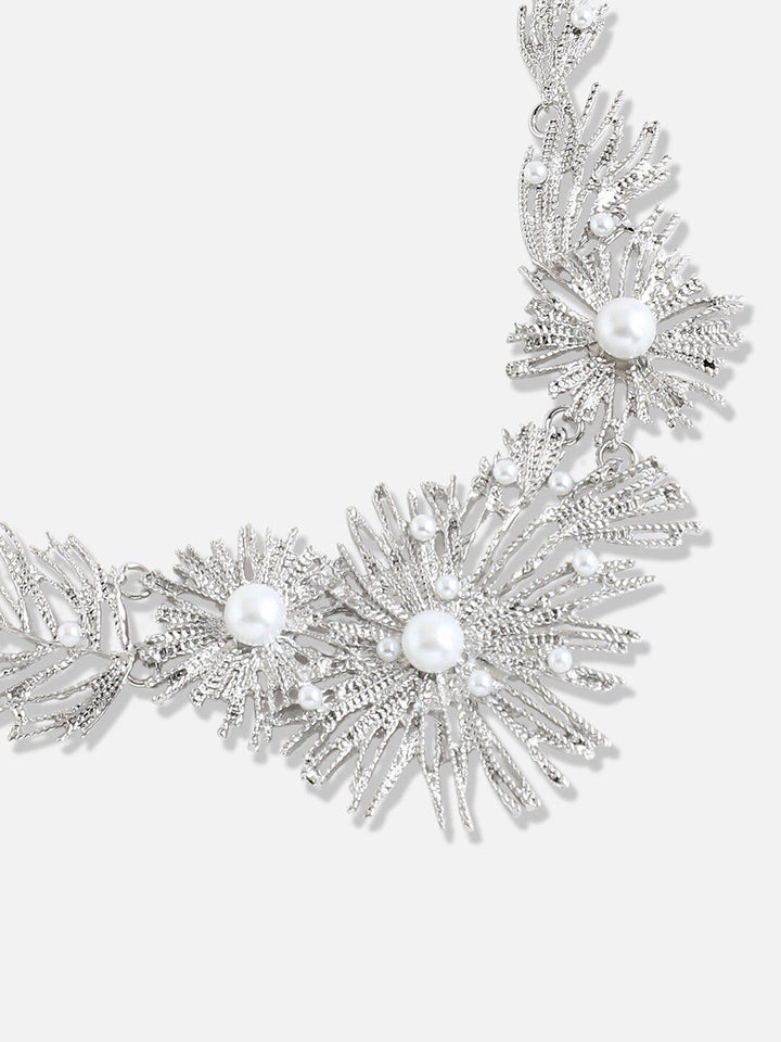 SOHI Silver-Plated Pearls-Studded Jewellery Set