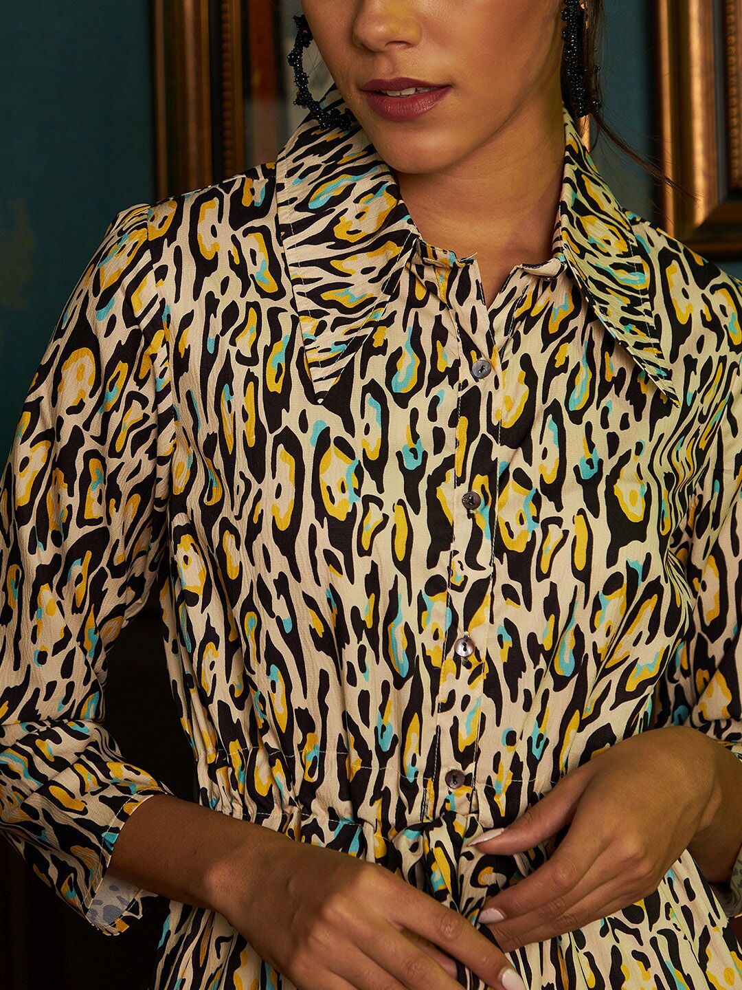 Athena Yellow Animal Printed Dress
