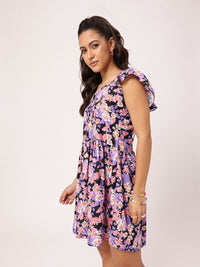 DressBerry Flattering Fun Floral Printed A-Line Mini Dress